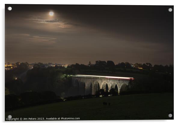 Full Moon over Moorswater viaduct  Acrylic by Jim Peters