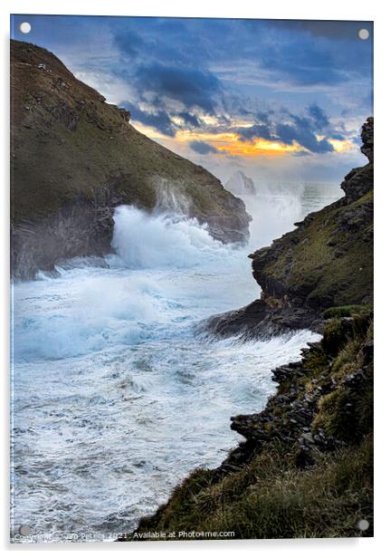 Big seas at Boscastle North Cornwall Acrylic by Jim Peters