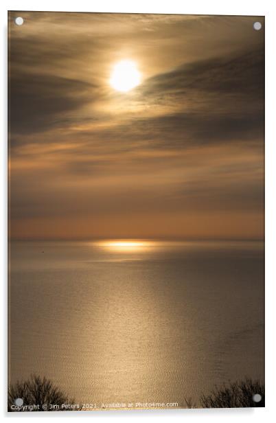 Moody sunrise in Looe Bay Acrylic by Jim Peters
