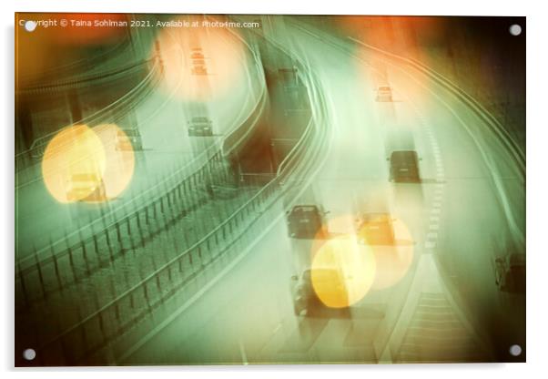 Cars on Freeway Acrylic by Taina Sohlman