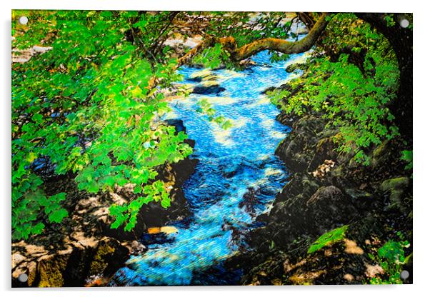 Blue Sjundby Streams Digital Art Acrylic by Taina Sohlman