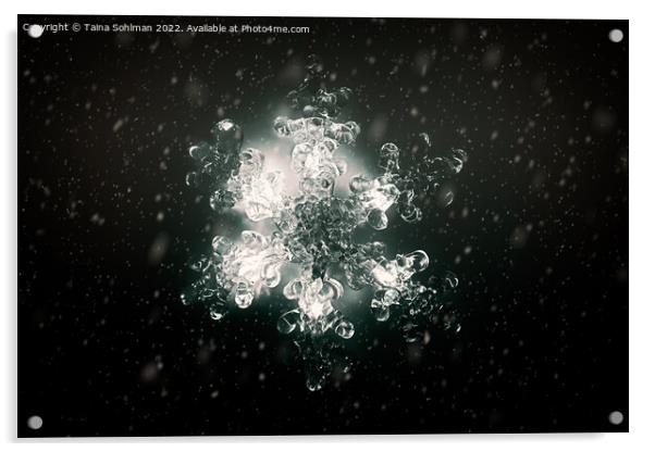 Illuminated Christmas Snowflake Monochrome  Acrylic by Taina Sohlman