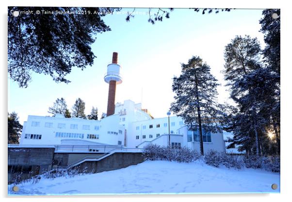 Paimio Sanatorium by Alvar Aalto in Winter Acrylic by Taina Sohlman