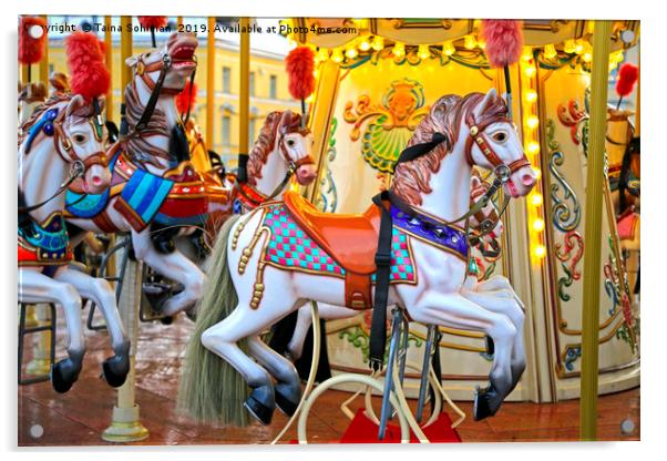 Colourful Carousel Horses 3 Acrylic by Taina Sohlman