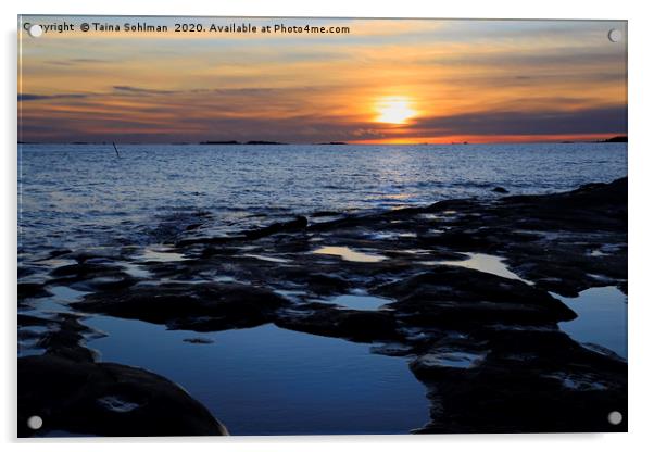 Island Sunset at Low Tide Acrylic by Taina Sohlman