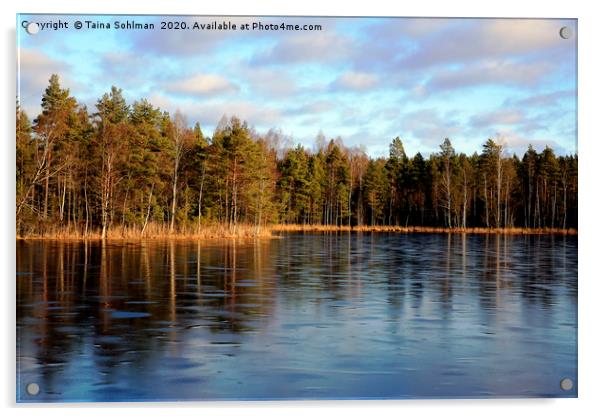 Ice Covered Lake Sorvasto Acrylic by Taina Sohlman