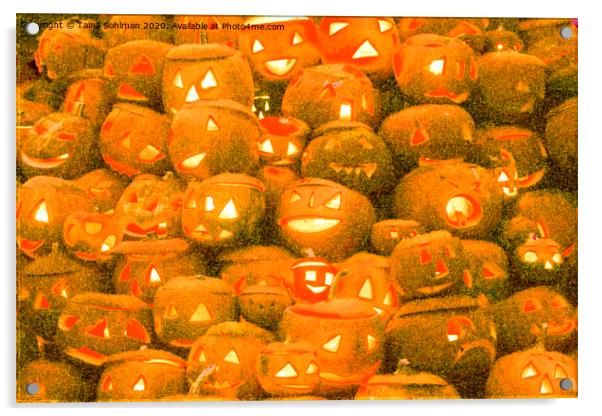 Glowing Halloween Pumpkins Acrylic by Taina Sohlman