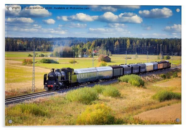 Steam Train Ukko-Pekka Traveling Through Countryside Acrylic by Taina Sohlman