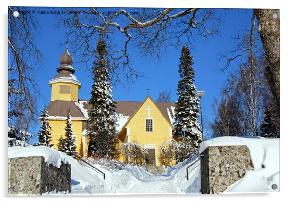 Tarvasjoki Church in Finland Acrylic by Taina Sohlman