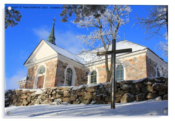Church of Salo in Winter Acrylic by Taina Sohlman