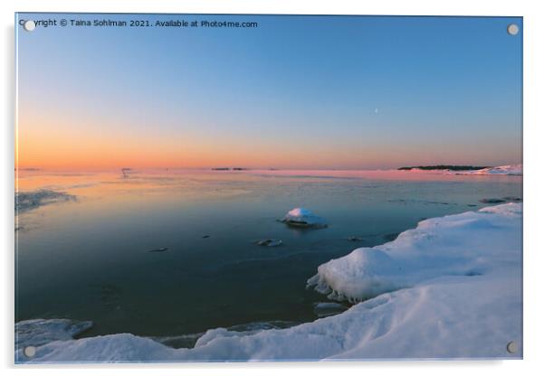 Colours of Arctic February Morning Acrylic by Taina Sohlman