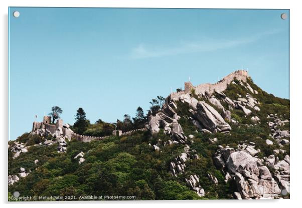 Castle of the Moors (Castelo dos Mouros) on the hilltop overlooking Sintra, Portugal Acrylic by Mehul Patel
