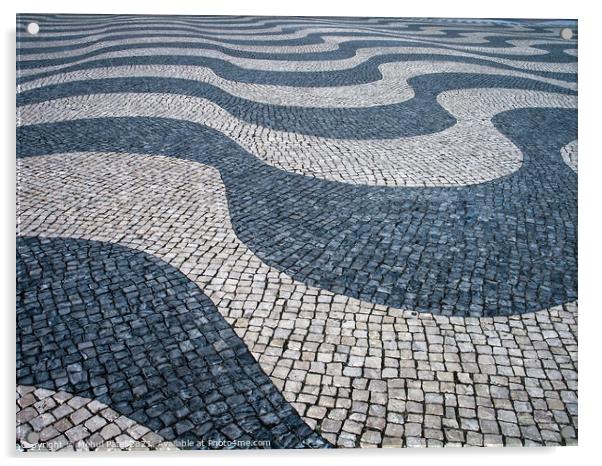 Mosaic outdoor pavement flooring in the area of Belem - Lisbon,  Acrylic by Mehul Patel