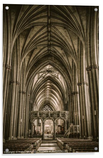 Inside the nave of Bristol Cathedral Acrylic by Mehul Patel
