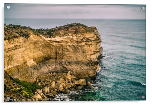 Castle Rock promontory at the Twelve Apostles coastline, Great Ocean Road, Victoria, Australia Acrylic by Mehul Patel