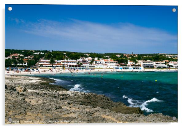 View of coast of town, Punta Prima, on south east coast of Menorca Acrylic by Mehul Patel