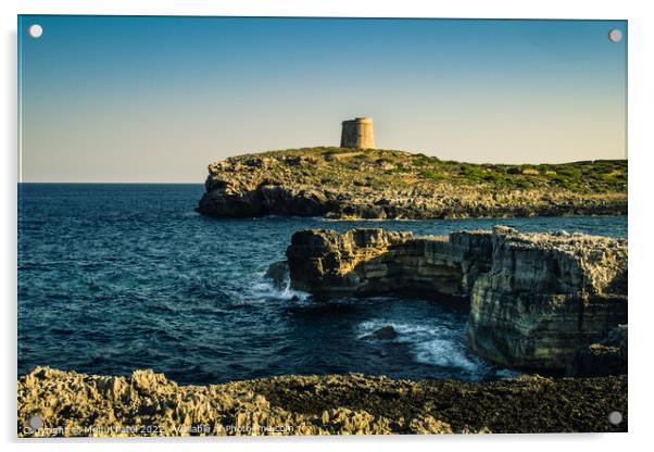 Towers on the coast of Cala Alcaufar on island of Menorca, Balearics, Spain - Europe Acrylic by Mehul Patel