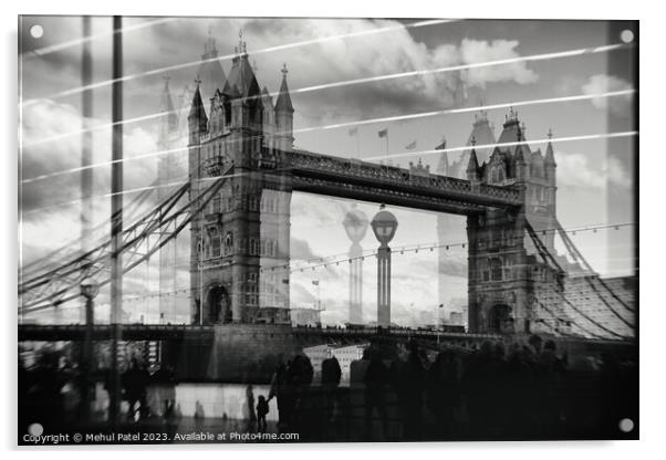 Reflection of Tower Bridge on glass building on so Acrylic by Mehul Patel