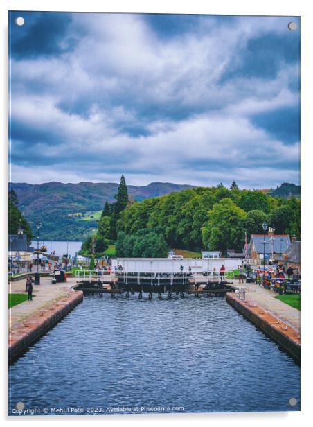 Caledonian Canal locks at the popular tourist village of Fort Augustus Acrylic by Mehul Patel