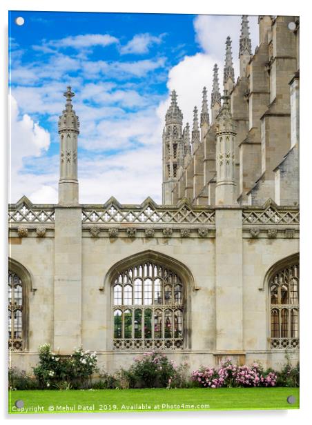 Stone arch windows of King's College Cambridge  Acrylic by Mehul Patel