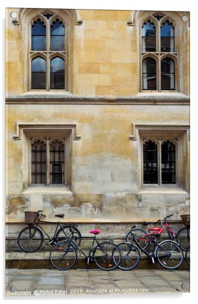 Bicycles parked along the pavement in Cambridge Acrylic by Mehul Patel
