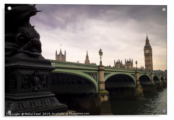 Digital painting of Westminster Bridge - London Acrylic by Mehul Patel