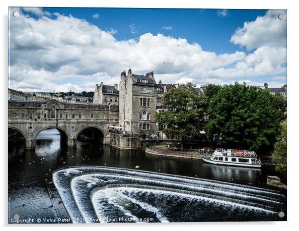 Pulteney Weir on the river Avon by Pulteney Bridge Acrylic by Mehul Patel