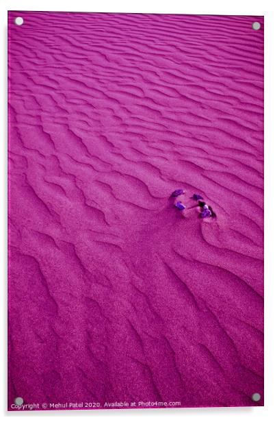 Layers of sand on the dunes of Maspalomas with digital purple filter, Gran Canaria, Canary Islands, Spain Acrylic by Mehul Patel