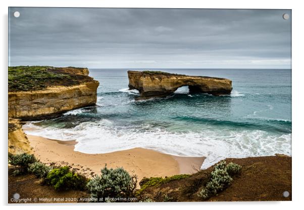 London Arch (London Bridge) rock formation on the coast by the Great Ocean Road, Victoria, Australia Acrylic by Mehul Patel