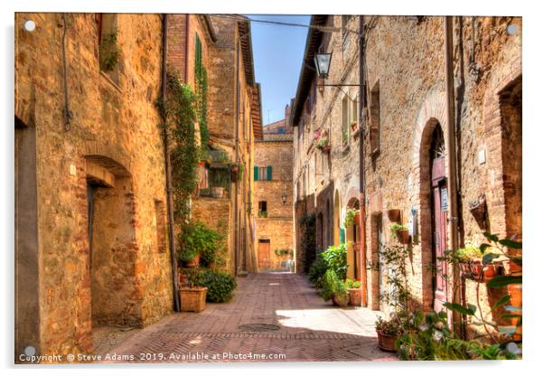 street view in Pienza, Tuscany Acrylic by Steve Adams