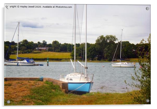 The Little Blue Boat Acrylic by Hayley Jewell