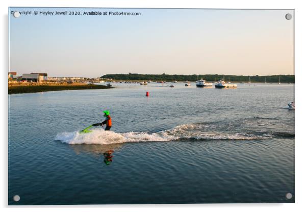 Watersport at Mudeford Quay Acrylic by Hayley Jewell
