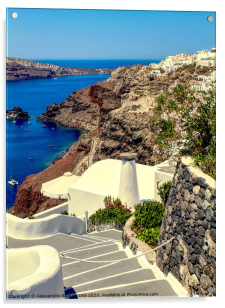 Stairway to Paradise - Santorini Acrylic by Alessandro Ricardo Uva