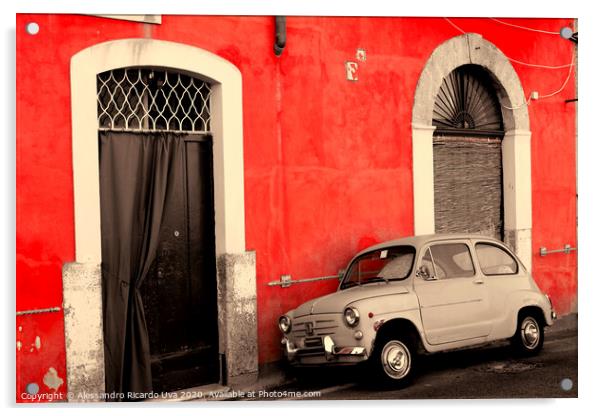 The Old Car - Amalfi Acrylic by Alessandro Ricardo Uva