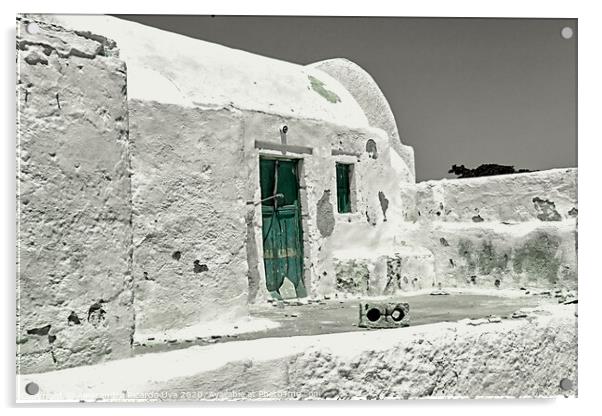 The green door - Santorini Acrylic by Alessandro Ricardo Uva