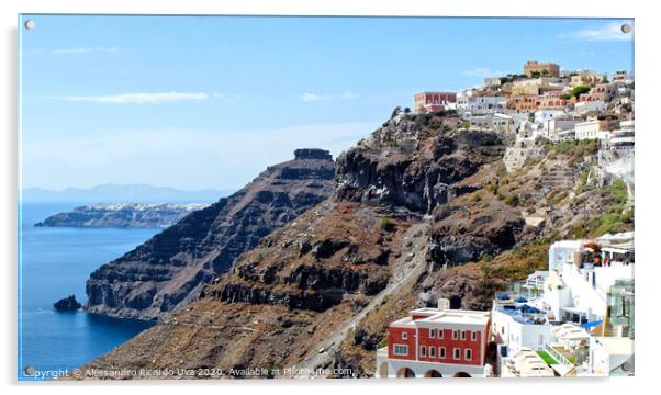 Outdoor mountain at Santorini Acrylic by Alessandro Ricardo Uva