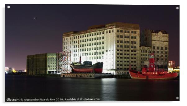 London at night - Docklands millennium Mills - Roy Acrylic by Alessandro Ricardo Uva