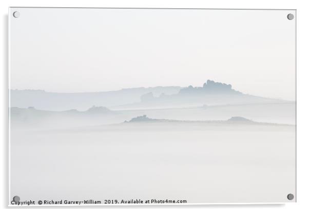 Hound Tor in Morning Mist Acrylic by Richard GarveyWilliams