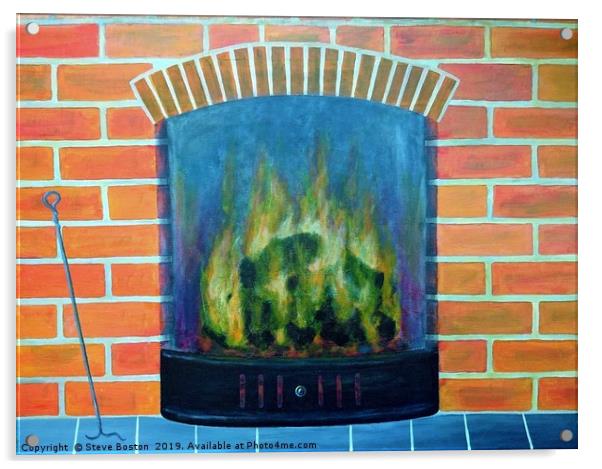 A Roaring Fire Acrylic by Steve Boston