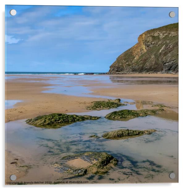 Mawgan Porth, Cornwall Acrylic by Brenda Belcher