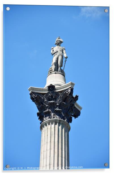 The statue of Admiral Nelson that sits ontop of Nelson's Column  Acrylic by M. J. Photography