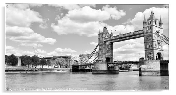 Background of Tower Bridge in London - England. Acrylic by M. J. Photography