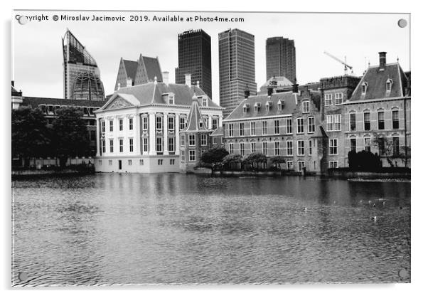 The Hague's Binnenhof with the Hofvijver  Acrylic by M. J. Photography