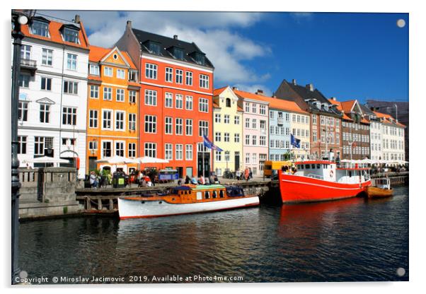 famous Nyhavn place in Copenhagen, Denmark Acrylic by M. J. Photography