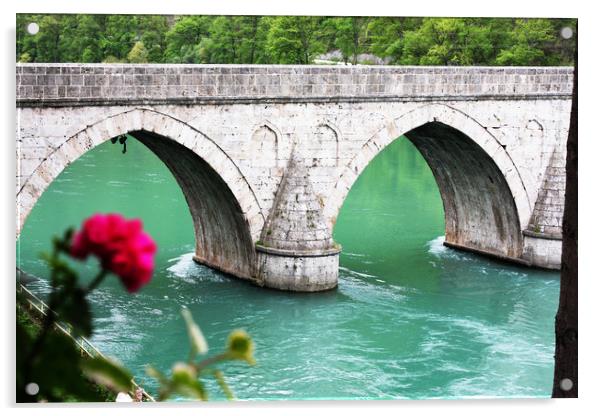 Famous bridge od the river Drina in Visegrad Acrylic by M. J. Photography
