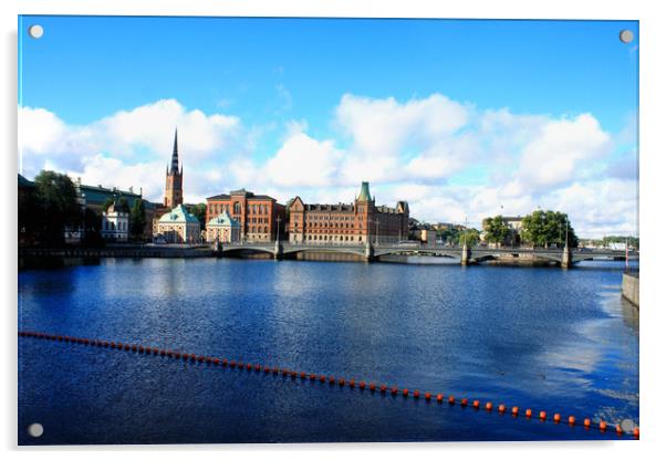 summer scenery of the Old Town in Stockholm, Swede Acrylic by M. J. Photography