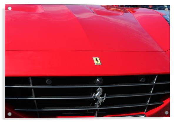 Red Ferarri car Acrylic by M. J. Photography