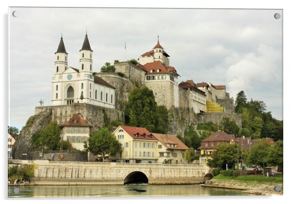 Aarburg Castle located high above the Aarburg on a Acrylic by M. J. Photography