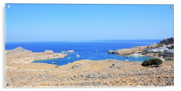 Overview of Lindos, Rhodes, Greece Acrylic by M. J. Photography