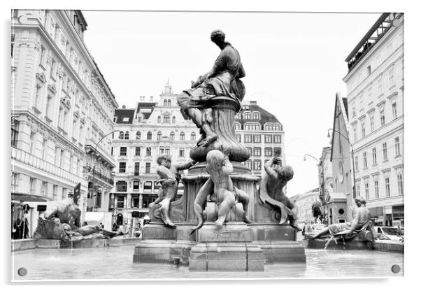 The Donner Fountain (Donnerbrunnen) in Neuer Markt Acrylic by M. J. Photography